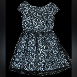 Three Pink Hearts black and blue dress